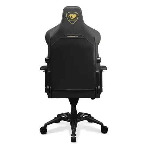 Cougar Armor EVO Royal Gaming Chair - Gold, Magnetic Memory Foam Neck Pillow, PVC leather, Full steel frame, 5D armrest, Footrest, Lumbar Cushion