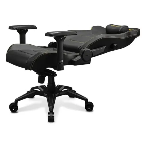 Cougar Armor EVO Royal Gaming Chair - Gold, Magnetic Memory Foam Neck Pillow, PVC leather, Full steel frame, 5D armrest, Footrest, Lumbar Cushion
