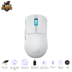 ASUS ROG Harpe Ace Mini White Gaming Mouse - 49g ultra-lightweight, Wireless 2.4GHz RF, Bluetooth, Wired, 42K DPI Sensor