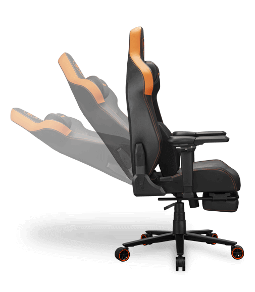 Cougar Armor EVO M Gaming Chair - Orange, Magnetic Memory Foam Neck Pillow, PVC leather, Full steel frame, 5D armrest, Footrest, Lumbar Cushion 29 Adjustable Design 155degree Reclining