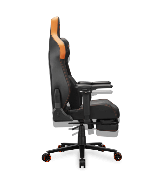 Cougar Armor EVO M Gaming Chair - Orange, Magnetic Memory Foam Neck Pillow, PVC leather, Full steel frame, 5D armrest, Footrest, Lumbar Cushion 30 Adjustable Design Height Adjustment