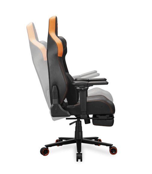 Cougar Armor EVO M Gaming Chair - Orange, Magnetic Memory Foam Neck Pillow, PVC leather, Full steel frame, 5D armrest, Footrest, Lumbar Cushion 31 Adjustable Design Rock Your World