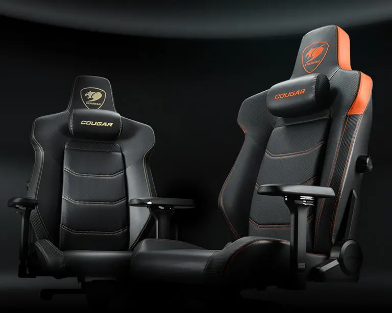 Cougar Armor EVO Gaming Chair - Orange, Magnetic Memory Foam Neck Pillow, PVC leather, Full steel frame, 5D armrest, Footrest, Lumbar Cushion 31 Armor Air Banner s