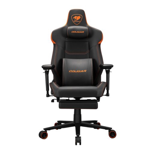 Cougar Armor EVO M Gaming Chair - Orange, Magnetic Memory Foam Neck Pillow, PVC leather, Full steel frame, 5D armrest, Footrest, Lumbar Cushion