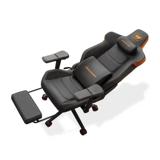 Cougar Armor EVO M Gaming Chair - Orange, Magnetic Memory Foam Neck Pillow, PVC leather, Full steel frame, 5D armrest, Footrest, Lumbar Cushion