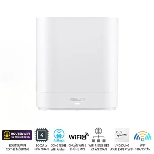ASUS ExpertWiFi EBM68 2 packs Router - White, AX7800 Tri-band Business Mesh WiFi 6 System