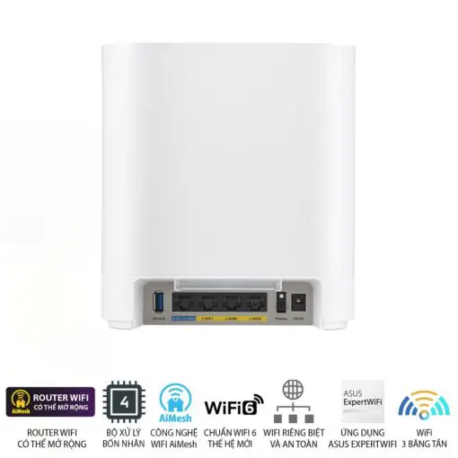 ASUS ExpertWiFi EBM68 2 packs Router - White, AX7800 Tri-band Business Mesh WiFi 6 System