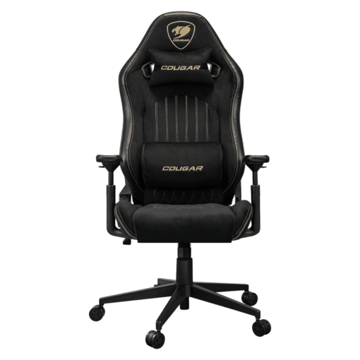 Cougar Explore Royal F Gaming Chair - Breathable Velvet Fabric & PVC Leather, 3D Armrests, Lumbar & Neck Pillows