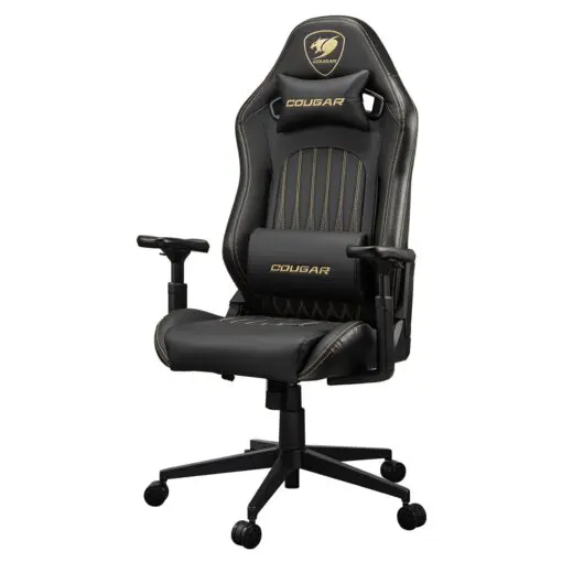 Cougar Explore Royal Gaming Chair - Breathable Velvet Fabric & PVC Leather, 3D Armrests, Lumbar & Neck Pillows