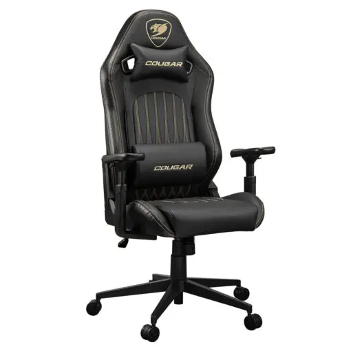 Cougar Explore Royal Gaming Chair - Breathable Velvet Fabric & PVC Leather, 3D Armrests, Lumbar & Neck Pillows
