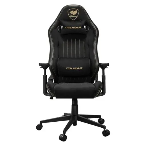 Cougar Explore Royal F Gaming Chair - Breathable Velvet Fabric & PVC Leather, 3D Armrests, Lumbar & Neck Pillows