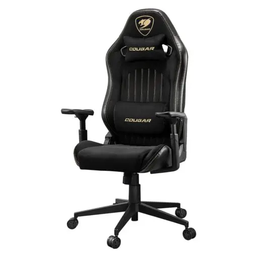 Cougar Explore Royal F Gaming Chair - Breathable Velvet Fabric & PVC Leather, 3D Armrests, Lumbar & Neck Pillows
