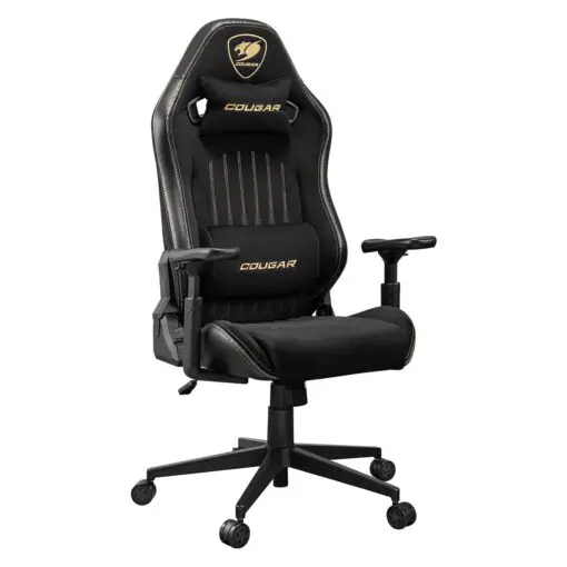 Cougar Explore Royal F Gaming Chair - Breathable Velvet Fabric & PVC Leather, 3D Armrests, Lumbar & Neck Pillows