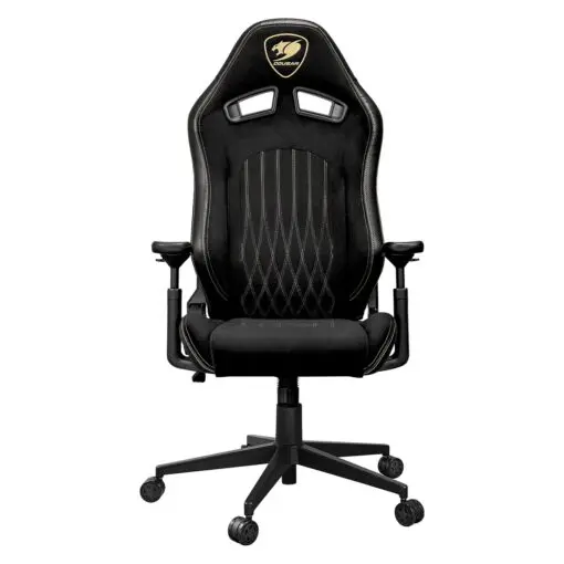 Cougar Explore Royal F Gaming Chair - Breathable Velvet Fabric & PVC Leather, 3D Armrests, Lumbar & Neck Pillows