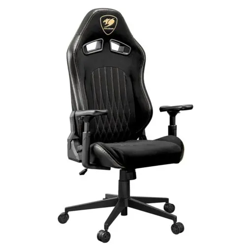 Cougar Explore Royal F Gaming Chair - Breathable Velvet Fabric & PVC Leather, 3D Armrests, Lumbar & Neck Pillows