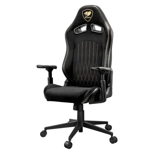 Cougar Explore Royal F Gaming Chair - Breathable Velvet Fabric & PVC Leather, 3D Armrests, Lumbar & Neck Pillows