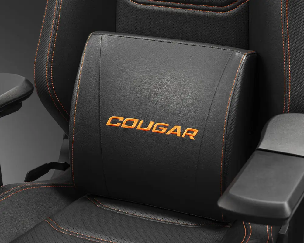 Cougar Armor EVO M Gaming Chair - Orange, Magnetic Memory Foam Neck Pillow, PVC leather, Full steel frame, 5D armrest, Footrest, Lumbar Cushion 27 Lumbar Cushion orange 1