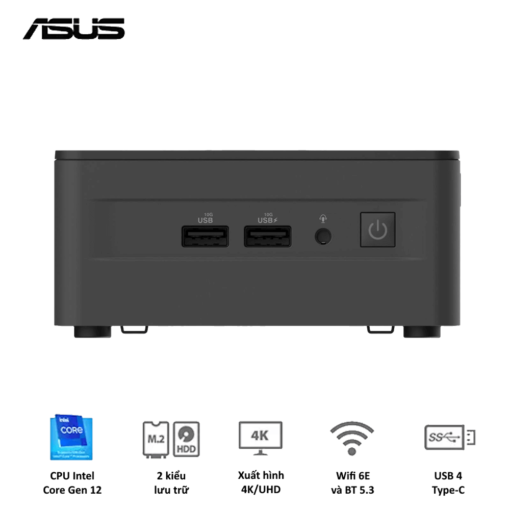 ASUS NUC 12 PRO Tall RNUC12WSHI300001I Barebone miniPC - Intel Core i3-1220P, Intel® UHD Graphics,  Intel® Wi-Fi 6E AX211 (Gig+), Bluetooth 5.3, Thunderbolt 4 Type-C + DisplayPort 1.4 , HDMI 2.1, Adapter included