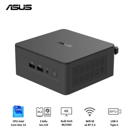 ASUS NUC 12 PRO Tall RNUC12WSHI300001I Barebone miniPC - Intel Core i3-1220P, Intel® UHD Graphics,  Intel® Wi-Fi 6E AX211 (Gig+), Bluetooth 5.3, Thunderbolt 4 Type-C + DisplayPort 1.4 , HDMI 2.1, Adapter included