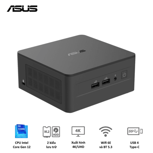ASUS NUC 12 PRO Tall RNUC12WSHI300001I Barebone miniPC - Intel Core i3-1220P, Intel® UHD Graphics,  Intel® Wi-Fi 6E AX211 (Gig+), Bluetooth 5.3, Thunderbolt 4 Type-C + DisplayPort 1.4 , HDMI 2.1, Adapter included