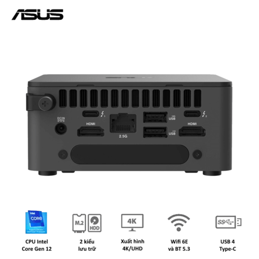 ASUS NUC 12 PRO Tall RNUC12WSHI300001I Barebone miniPC - Intel Core i3-1220P, Intel® UHD Graphics,  Intel® Wi-Fi 6E AX211 (Gig+), Bluetooth 5.3, Thunderbolt 4 Type-C + DisplayPort 1.4 , HDMI 2.1, Adapter included