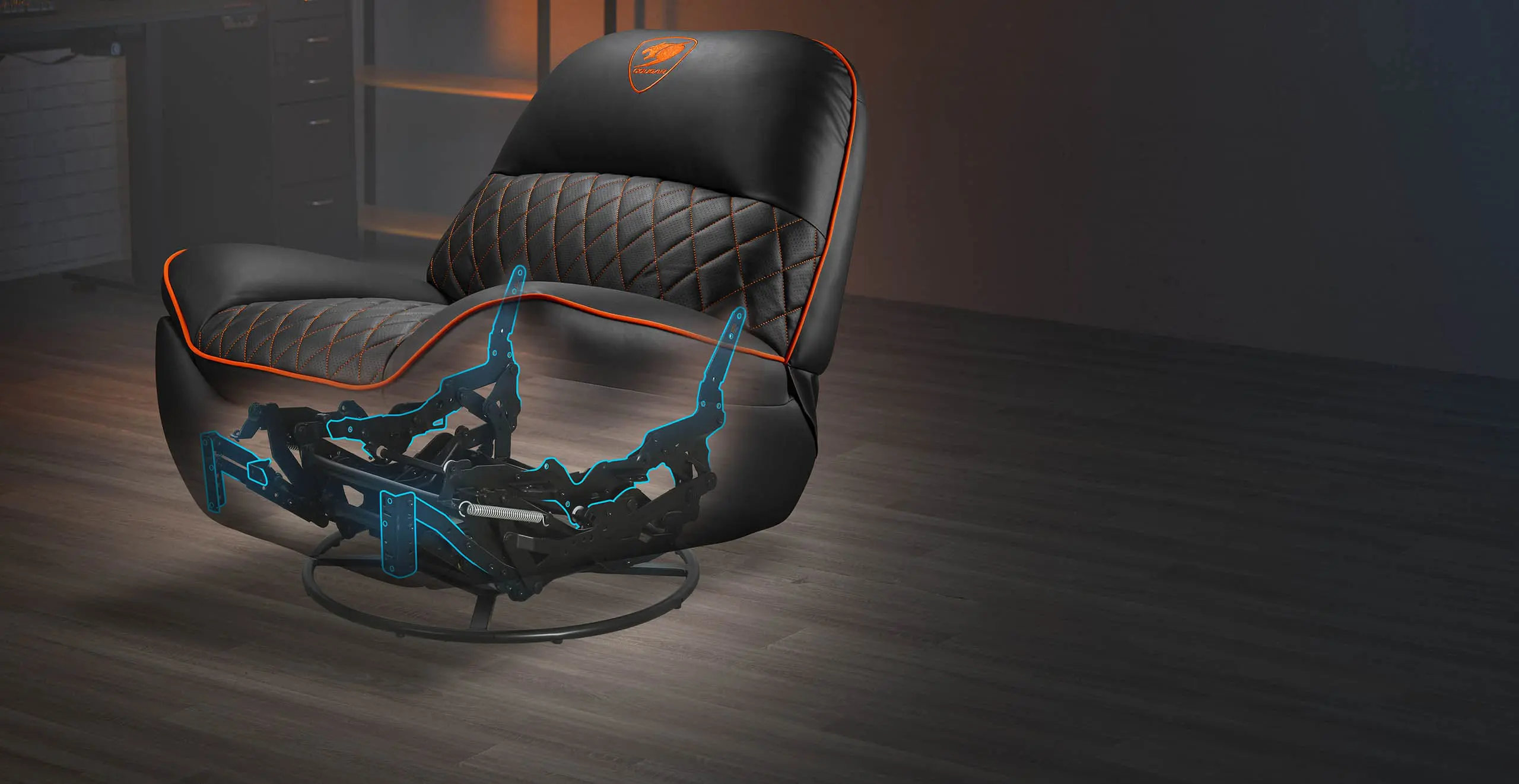 Cougar OVERLORD Gaming Sofa Chair - PVC leatherette, Black Orange, 150kg weight support 29 OVERLORD Rock Recline and Swivel
