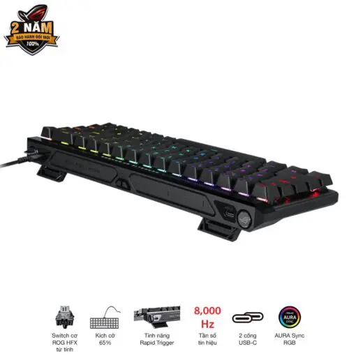 ASUS ROG Falchion Ace HFX Gaming Keyboard – Black, 65%, pre-lubed ROG HFX Magnetic Switches, 8K Hz polling rate, touch panel