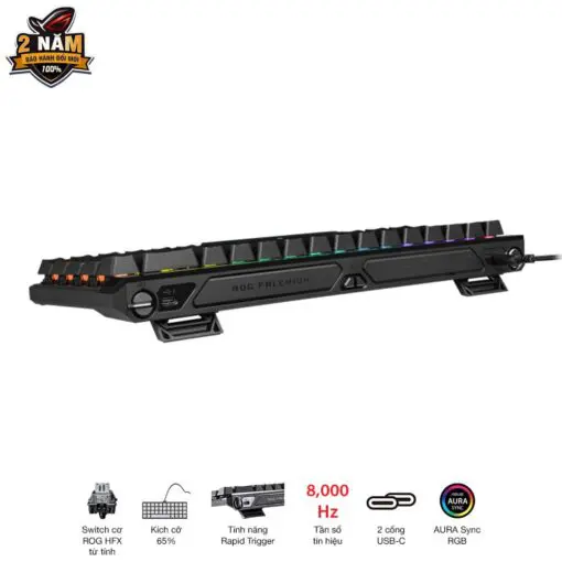ASUS ROG Falchion Ace HFX Gaming Keyboard – Black, 65%, pre-lubed ROG HFX Magnetic Switches, 8K Hz polling rate, touch panel