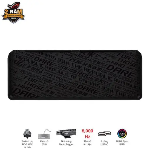 ASUS ROG Falchion Ace HFX Gaming Keyboard – Black, 65%, pre-lubed ROG HFX Magnetic Switches, 8K Hz polling rate, touch panel