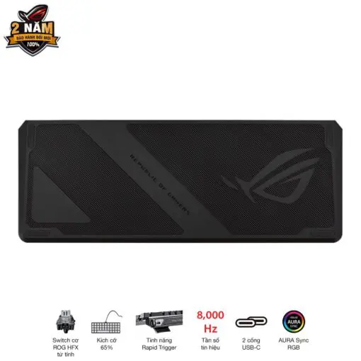 ASUS ROG Falchion Ace HFX Gaming Keyboard – Black, 65%, pre-lubed ROG HFX Magnetic Switches, 8K Hz polling rate, touch panel