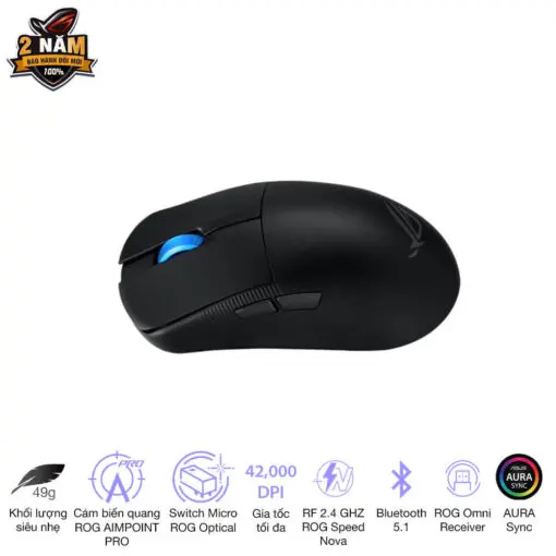 ASUS ROG Harpe Ace Mini Black Gaming Mouse - 49g ultra-lightweight, Wireless 2.4GHz RF, Bluetooth, Wired, 42K DPI Sensor