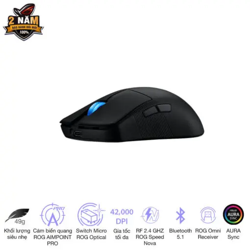 ASUS ROG Harpe Ace Mini Black Gaming Mouse - 49g ultra-lightweight, Wireless 2.4GHz RF, Bluetooth, Wired, 42K DPI Sensor