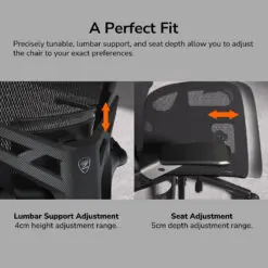 Cougar SPEEDER ONE Ergonomic Gaming Chair - Black, Mesh fabric, 2D armrest, 3D headrest 26 SPEEDER ONE zoom gallery A Perfect Fit
