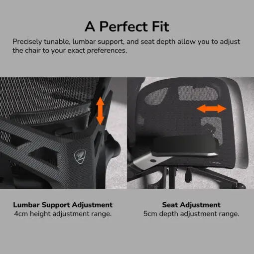 Cougar SPEEDER ONE Ergonomic Gaming Chair - Black, Mesh fabric, 2D armrest, 3D headrest