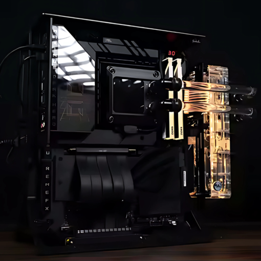 XTIA Xproto ATX V2 Black Case - aluminum alloy, water cooling open frame, support RTX 4090, ATX psu, 240 AIO
