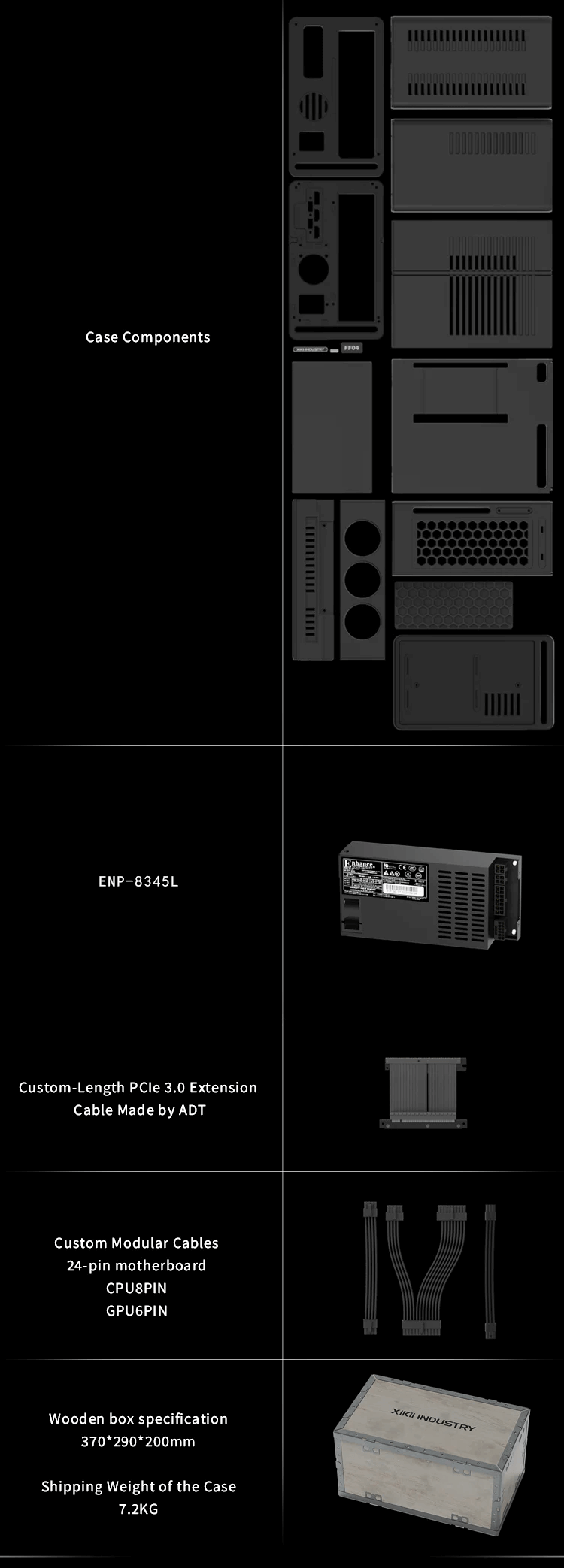 XIKII INDUSTRY FF04 LP Horizontal With ENP-8345L PSU Case 20 accessory mb