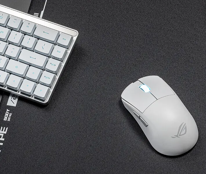 ASUS ROG Harpe Ace Mini White Gaming Mouse - 49g ultra-lightweight, Wireless 2.4GHz RF, Bluetooth, Wired, 42K DPI Sensor 55 bg polling rate