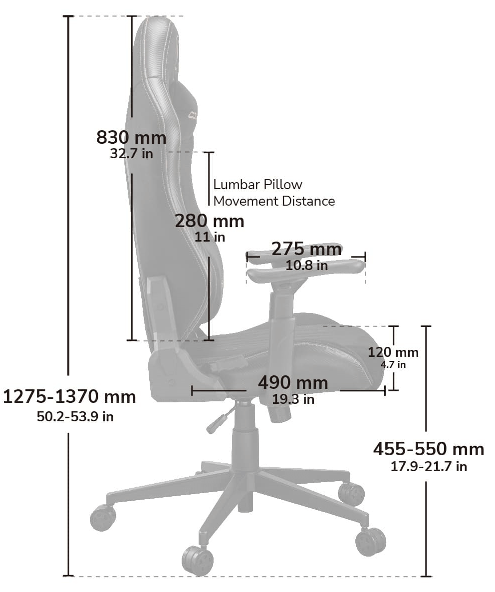 Cougar Explore Royal Gaming Chair - Breathable Velvet Fabric & PVC Leather, 3D Armrests, Lumbar & Neck Pillows 58 dimension page s 1