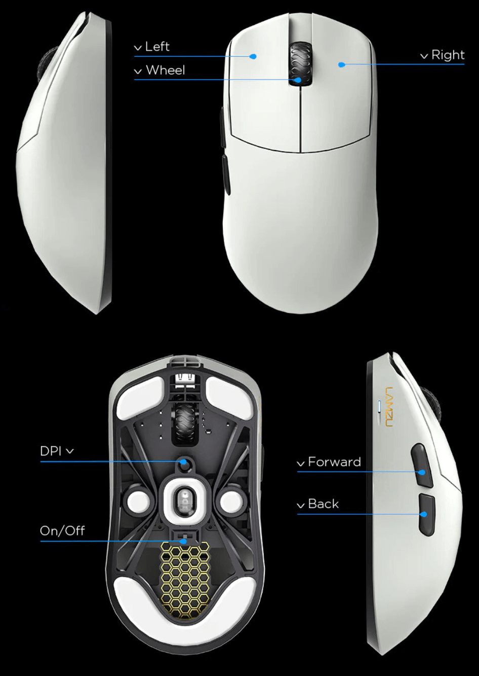 Lamzu MAYA X (dongle 8KHz included) Wireless Gaming Mouse - Lightweight 47g, Wireless 8KHz Champion, Chip MCU Nordic, Omron Optical Switch 86 lamzu maya x page mb 11