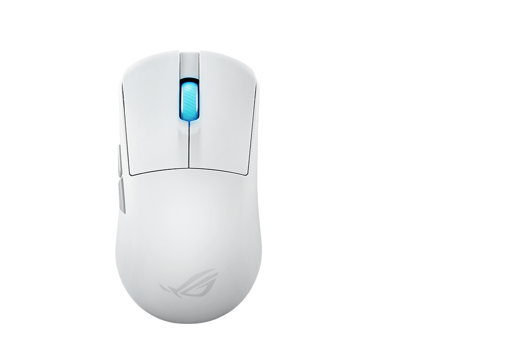ASUS ROG Harpe Ace Mini White Gaming Mouse - 49g ultra-lightweight, Wireless 2.4GHz RF, Bluetooth, Wired, 42K DPI Sensor 47 pd front