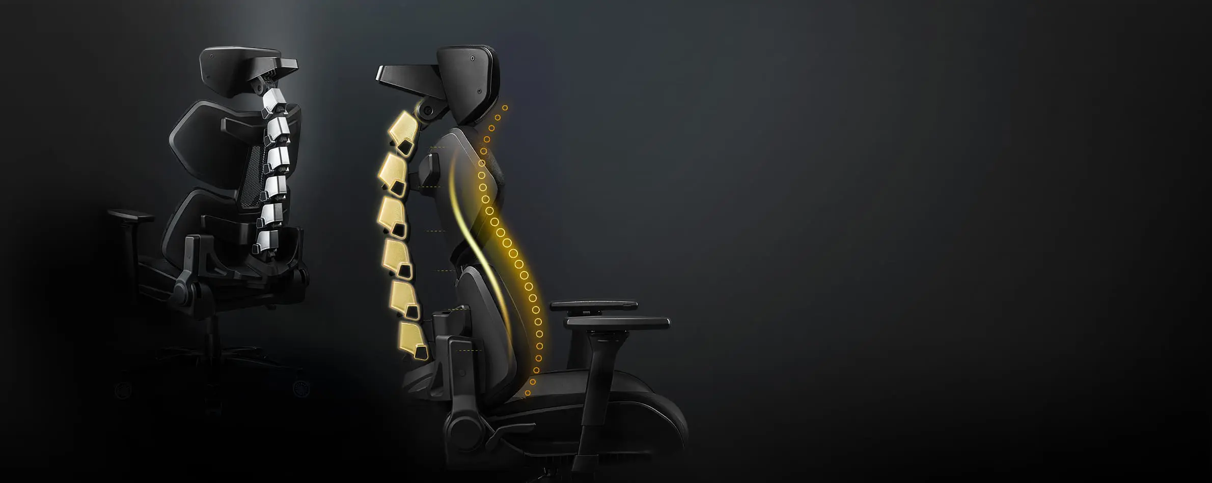 Cougar Terminator Elite Silver Egronomic Gaming Chair 36 product section The Second Spine05 2380x850 1