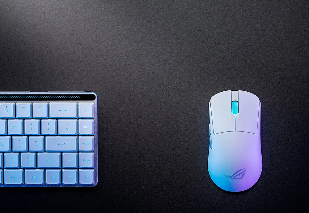 ASUS ROG Harpe Ace Mini White Gaming Mouse - 49g ultra-lightweight, Wireless 2.4GHz RF, Bluetooth, Wired, 42K DPI Sensor 50 rog omni receiver bg