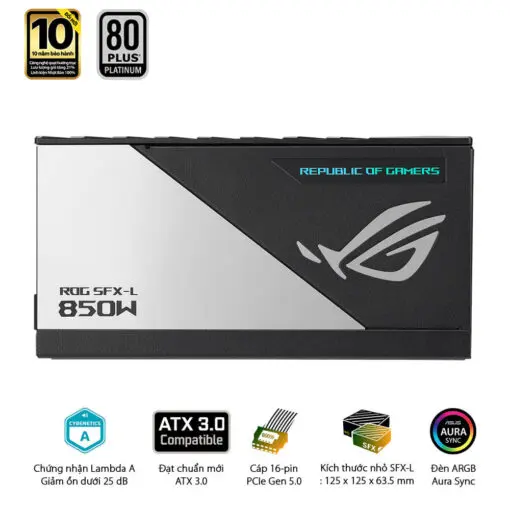 ASUS ROG Loki SFX-L 850W Platinum PSU - 850W, 80 plus Platinum, PCI Gen 5.0, Full Modular