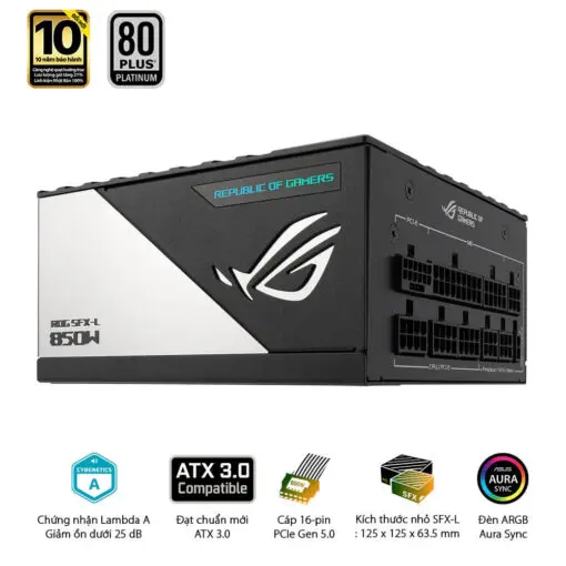 ASUS ROG Loki SFX-L 850W Platinum PSU - 850W, 80 plus Platinum, PCI Gen 5.0, Full Modular