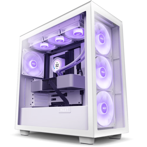 NZXT H7 Elite RGB Matte White (2024) Premium ATX Mid-Tower Case - All White, 3x F140 RGB Core Fan + 1x F140Q Fan + RGB Controller