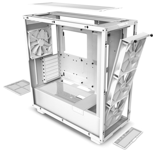 NZXT H7 Elite RGB Matte White (2024) Premium ATX Mid-Tower Case - All White, 3x F140 RGB Core Fan + 1x F140Q Fan + RGB Controller