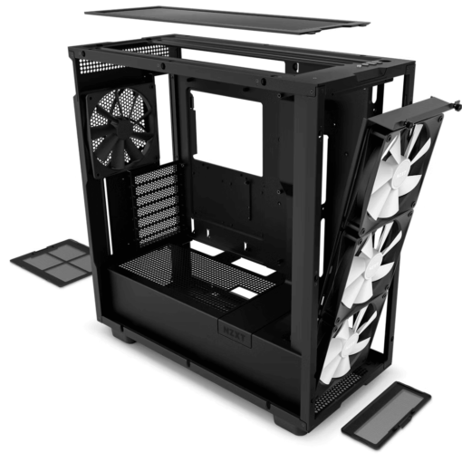 NZXT H7 Elite RGB Matte Black (2024) Premium ATX Mid-Tower Case - All Black, 3x F140 RGB Core Fan + 1x F140Q Fan + RGB Controller