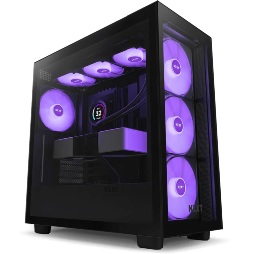 NZXT H7 Elite RGB Matte Black (2024) Premium ATX Mid-Tower Case - All Black, 3x F140 RGB Core Fan + 1x F140Q Fan + RGB Controller