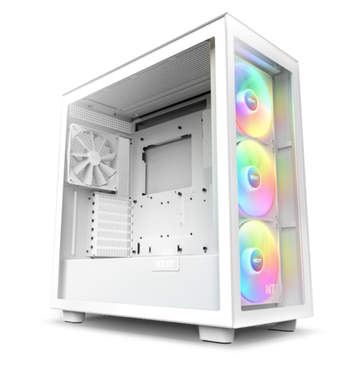 NZXT H7 Elite RGB Matte White (2024) Premium ATX Mid-Tower Case - All White, 3x F140 RGB Core Fan + 1x F140Q Fan + RGB Controller