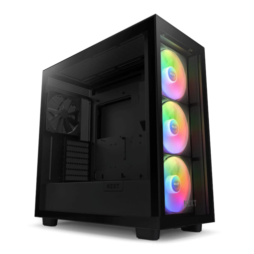 NZXT H7 Elite RGB Matte Black (2024) Premium ATX Mid-Tower Case - All Black, 3x F140 RGB Core Fan + 1x F140Q Fan + RGB Controller